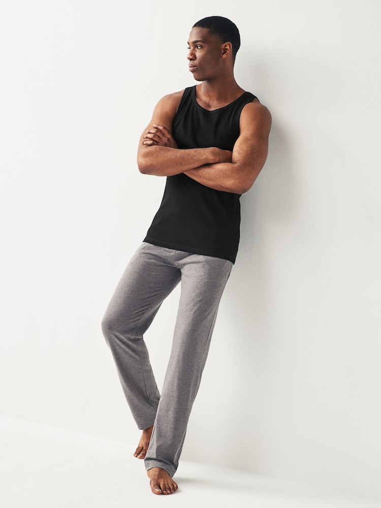 Black Ribbed 2 Pack 100% Cotton Vests 5 Pack - Image 2 of 2