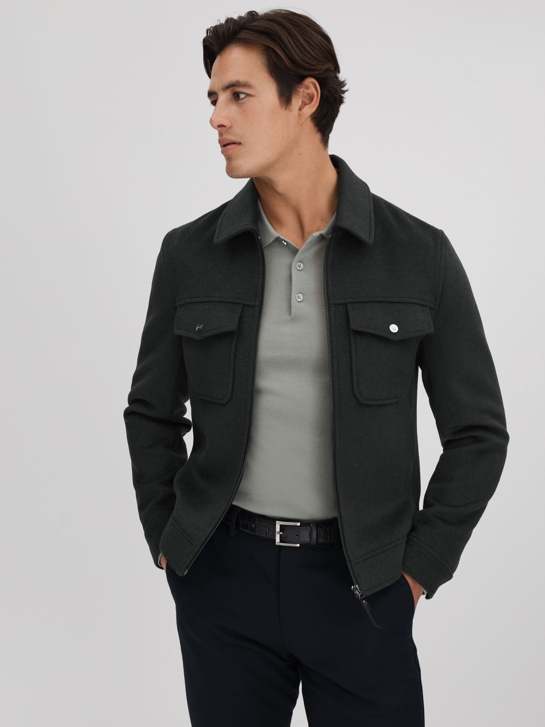 Reiss green jacket on sale