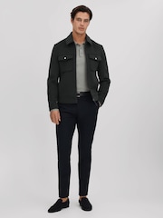 Reiss Dark Forest Green Peridoe Wool Blend Zip-Through Jacket - Image 3 of 6