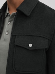 Reiss Dark Forest Green Peridoe Wool Blend Zip-Through Jacket - Image 4 of 6