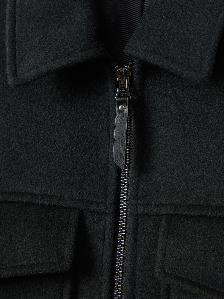 Reiss Dark Forest Green Peridoe Wool Blend Zip-Through Jacket - Image 6 of 6