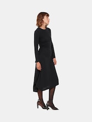 Whistles Asymmetric Jersey Midi Black Dress - Image 1 of 5