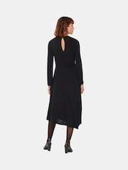 Whistles Asymmetric Jersey Midi Black Dress - Image 2 of 5