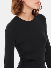 Whistles Asymmetric Jersey Midi Black Dress - Image 3 of 5