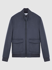 Reiss Airforce Blue Shuffle Wool Blend Zip-Through Jacket - Image 2 of 5
