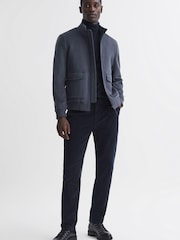 Reiss Airforce Blue Shuffle Wool Blend Zip-Through Jacket - Image 3 of 5