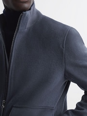 Reiss Airforce Blue Shuffle Wool Blend Zip-Through Jacket - Image 4 of 5