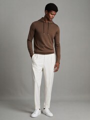 Reiss Pecan Brown Holland Merino Wool Drawstring Hoodie - Image 3 of 6
