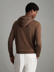 Reiss Pecan Brown Holland Merino Wool Drawstring Hoodie - Image 4 of 6