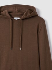 Reiss Pecan Brown Holland Merino Wool Drawstring Hoodie - Image 5 of 6