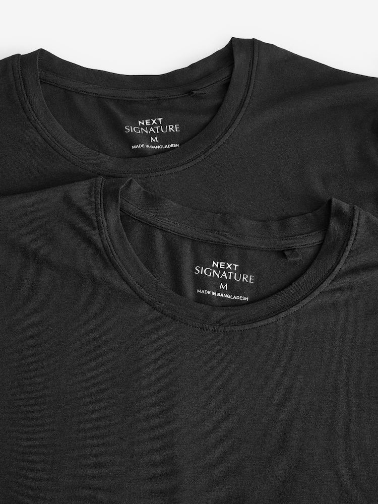 Black 2 Pack Signature Bamboo T-Shirts - Image 2 of 4