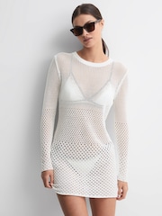 Reiss Cream Esta Crochet Mini Dress - Image 1 of 5