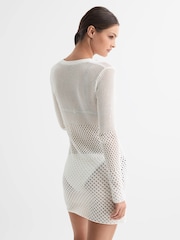 Reiss Cream Esta Crochet Mini Dress - Image 5 of 5