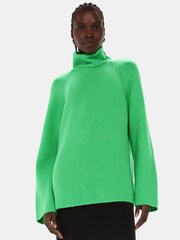 Whistles Green Textured Rib Detail Roll Neck Jumper - Image 1 of 5