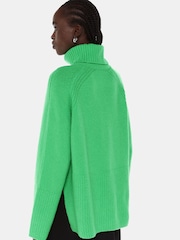 Whistles Green Textured Rib Detail Roll Neck Jumper - Image 2 of 5