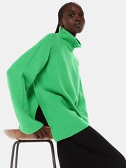 Whistles Green Textured Rib Detail Roll Neck Jumper - Image 4 of 5