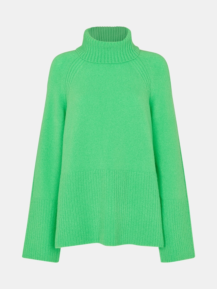 Whistles Green Textured Rib Detail Roll Neck Jumper - Image 5 of 5