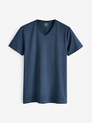 Dark Blue Regular Fit 100% Cotton V-Neck Underwear T-Shirts 5 Pack - Image 14 of 16