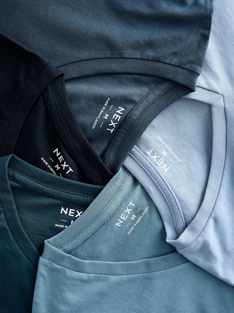 Dark Blue Regular Fit 100% Cotton V-Neck Underwear T-Shirts 5 Pack - Image 16 of 16