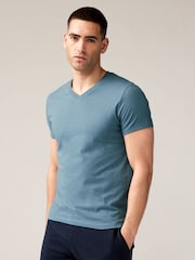 Dark Blue Regular Fit 100% Cotton V-Neck Underwear T-Shirts 5 Pack - Image 4 of 16