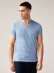 Dark Blue Regular Fit 100% Cotton V-Neck Underwear T-Shirts 5 Pack - Image 5 of 16