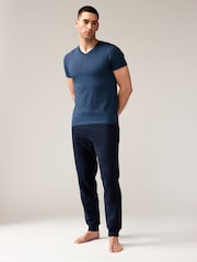 Dark Blue Regular Fit 100% Cotton V-Neck Underwear T-Shirts 5 Pack - Image 6 of 16