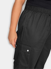 Yours Curve Black Wide Leg Woven Cargo Trousers - Image 3 of 3