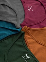 Rich Red/Green/Blue 100% Cotton Vests 5 Pack - Image 15 of 16
