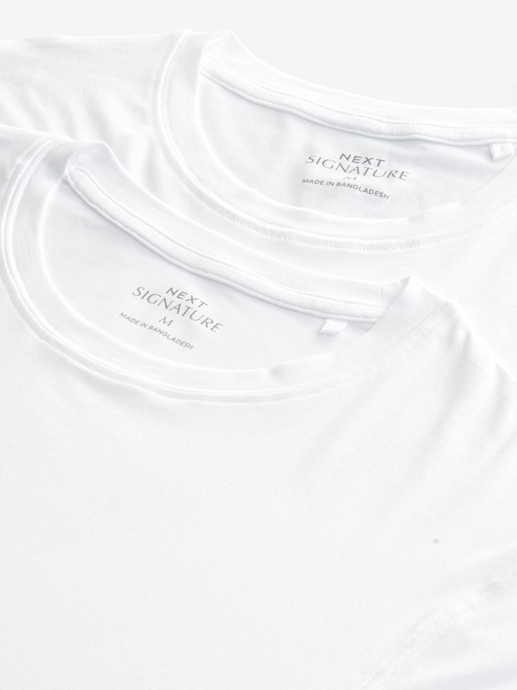 White 2 Pack Signature Bamboo T-Shirts - Image 1 of 6