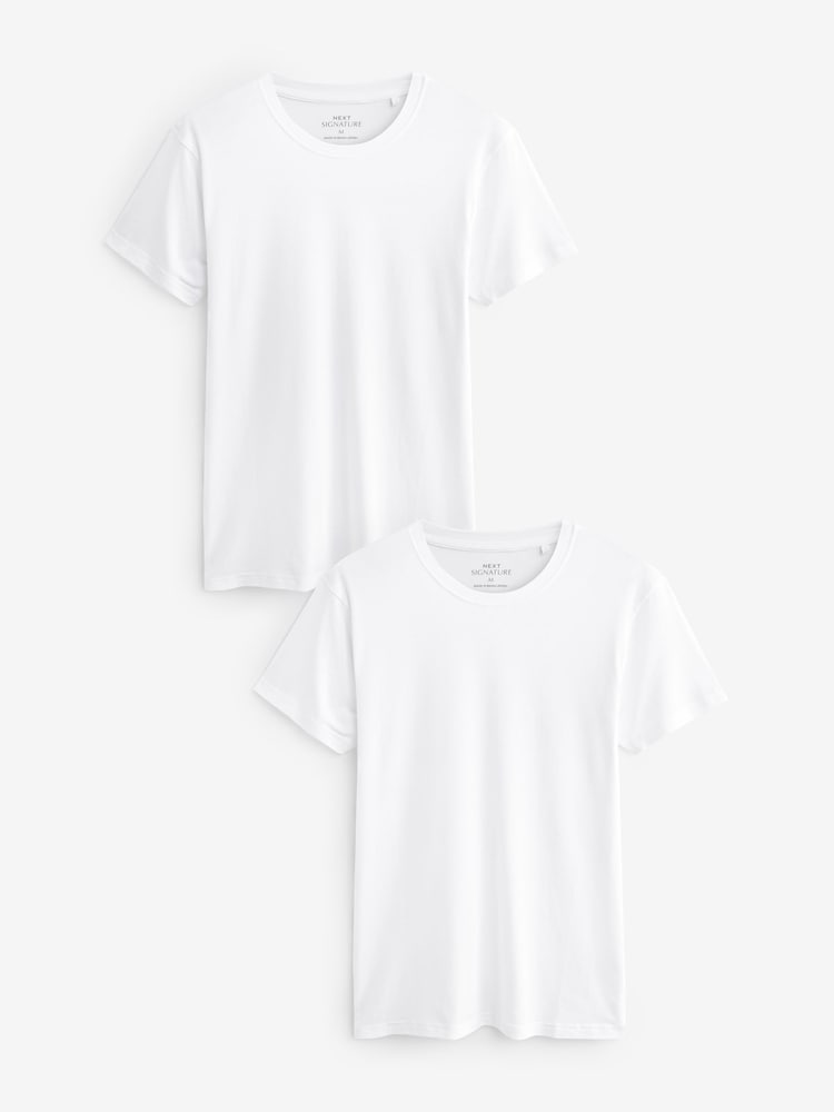White 2 Pack Signature Bamboo T-Shirts - Image 2 of 6