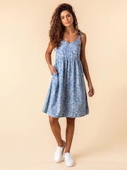 Roman Blue Tropical Print Sun Dress - Image 1 of 2