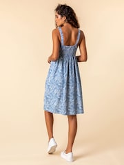 Roman Blue Tropical Print Sun Dress - Image 2 of 2