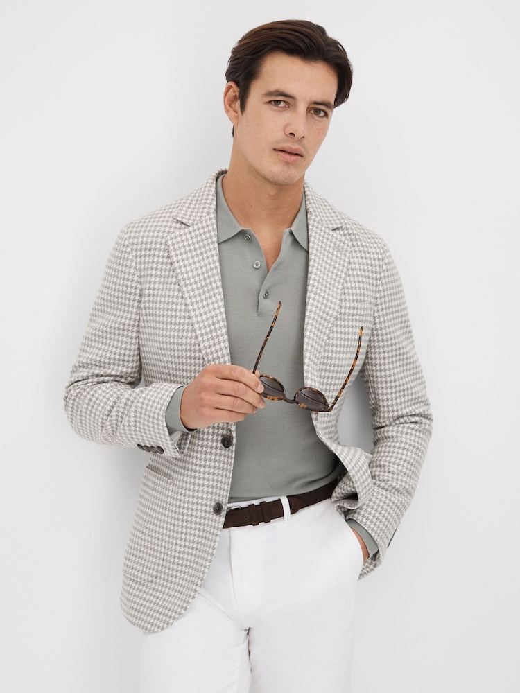 Reiss Soft Grey Nite Slim Fit Wool Blend Single Breasted Blazer - Image 1 of 8