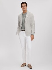 Reiss Soft Grey Nite Slim Fit Wool Blend Single Breasted Blazer - Image 3 of 8