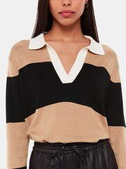 Whistles Stripe Rugby Knitted Black Jumper - Image 4 of 5