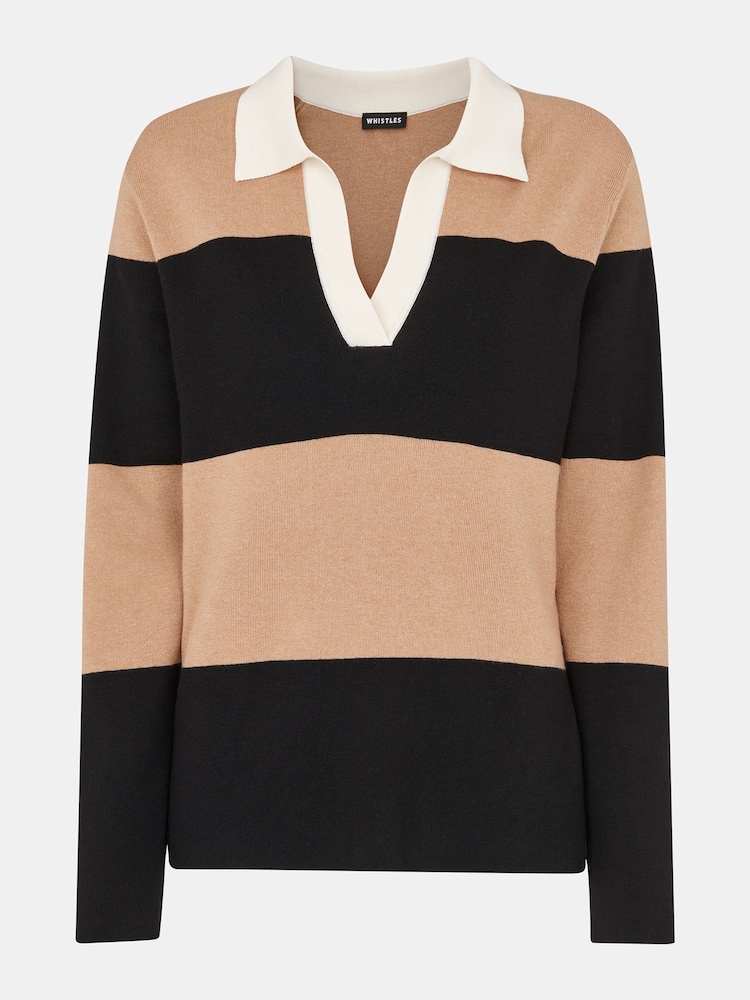 Whistles Stripe Rugby Knitted Black Jumper - Image 5 of 5
