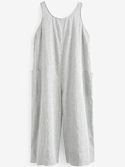 Ecru Stripe Linen Blend Wide Leg Jumpsuit - Image 4 of 5