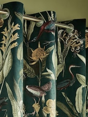 Graham & Brown Green Classic Botanical Eyelet Curtains - Image 2 of 3