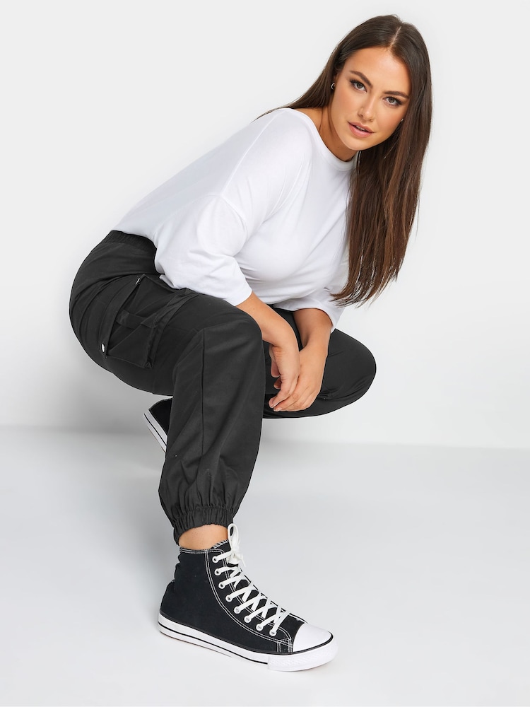 Schwarz - Yours Curve Gewebte Cargo-Hose mit Bündchen - Bild 4 von 4