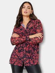 Long Tall Sally Red Sheer Button Through Shirt - Image 1 of 5