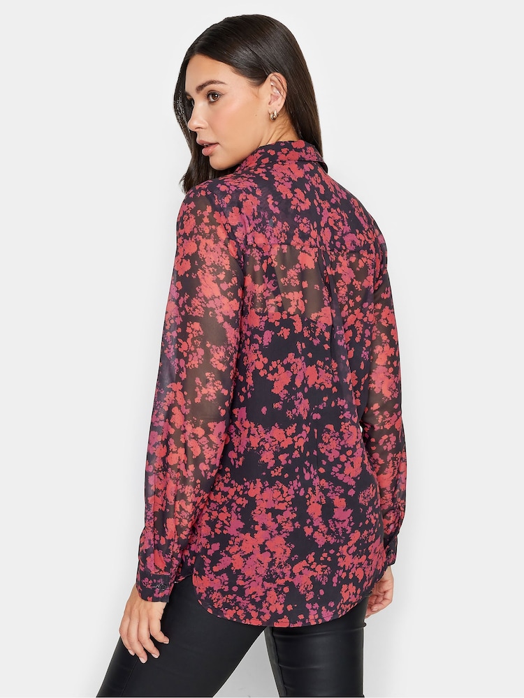 Long Tall Sally Red Sheer Button Through Shirt - Image 2 of 5