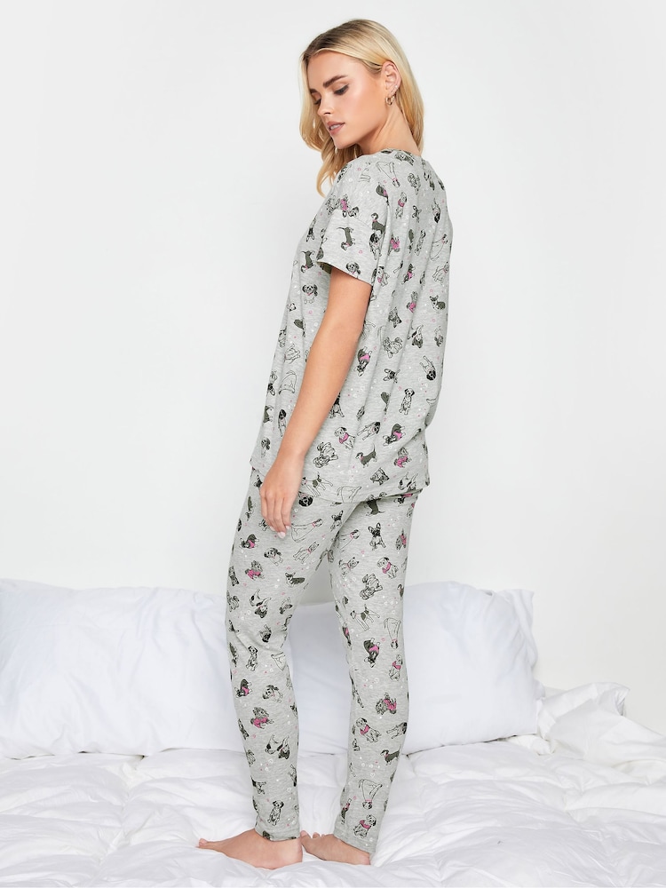 PixieGirl Petite Grey Tapered Pyjamas Set - Image 2 of 5 PixieGirl Petite Grey Tapered Pyjamas Set - Image 2 of 5