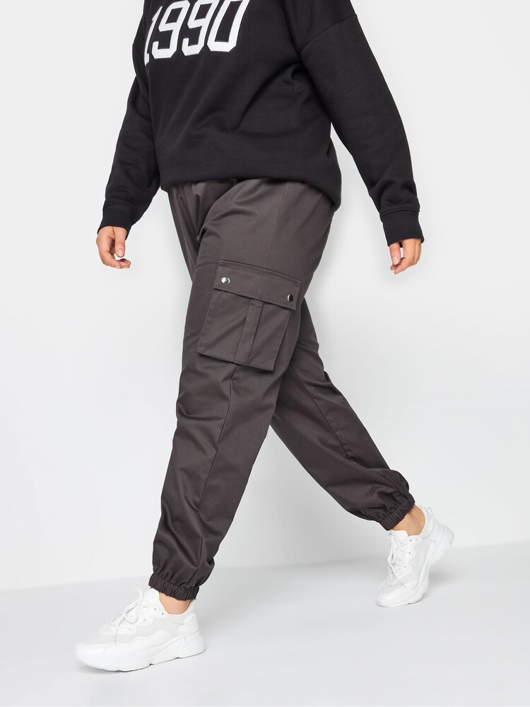 Grau - Yours Curve Gewebte Cargo-Hose mit Bündchen - Bild 1 von 4