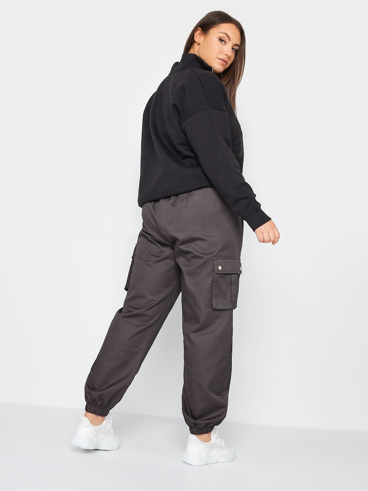 Grau - Yours Curve Gewebte Cargo-Hose mit Bündchen - Bild 2 von 4