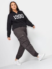Grau - Yours Curve Gewebte Cargo-Hose mit Bündchen - Bild 3 von 4