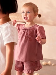 rjava/Cream - 100% Bombažna kratka pižama 2 komplet (9mths-8yrs) - Slika 2 iz 10