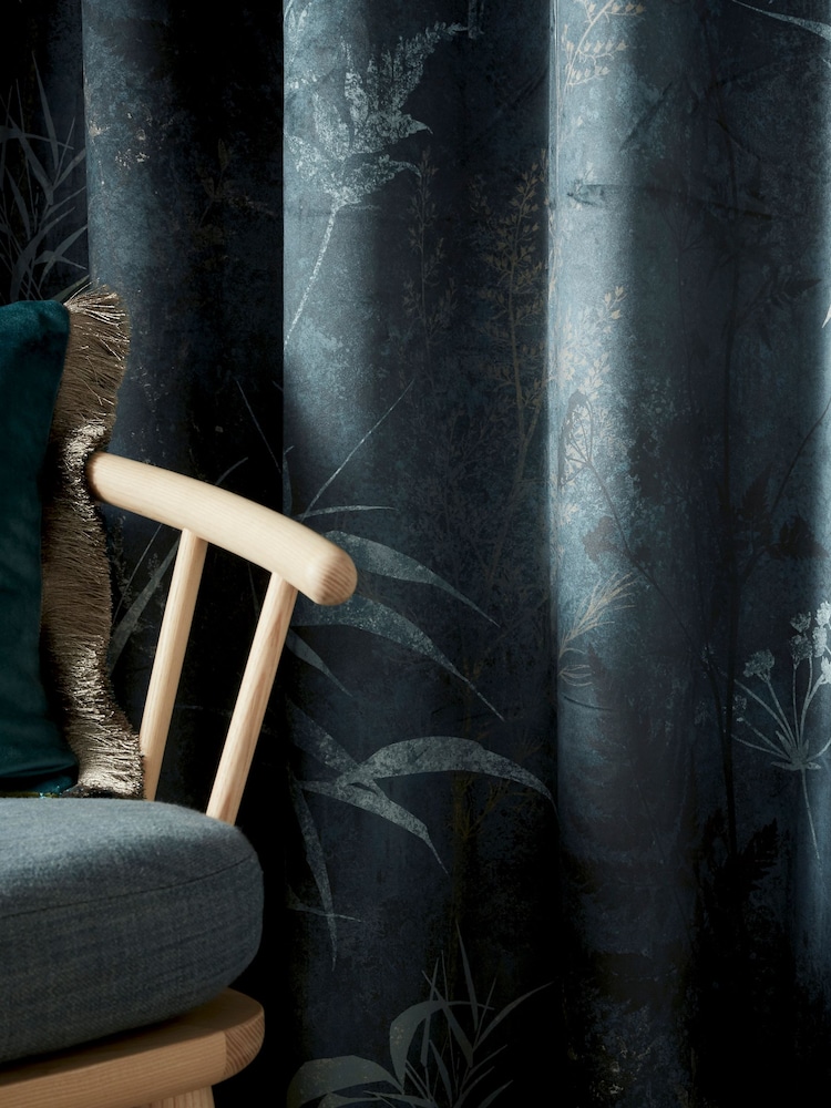 Graham & Brown Blue Restore Midnight Eyelet Curtains - Image 2 of 3