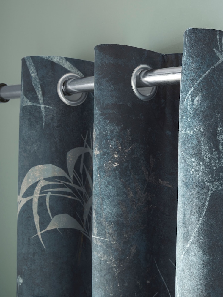 Graham & Brown Blue Restore Midnight Eyelet Curtains - Image 3 of 3