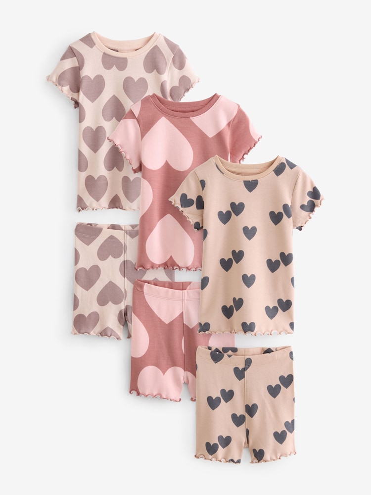 Neutral 100% Cotton Short Pyjamas 3 Pack (9mths-12yrs) - Image 1 of 6