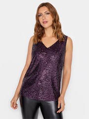Long Tall Sally Purple Sequin Swing Vest Top - Image 1 of 4